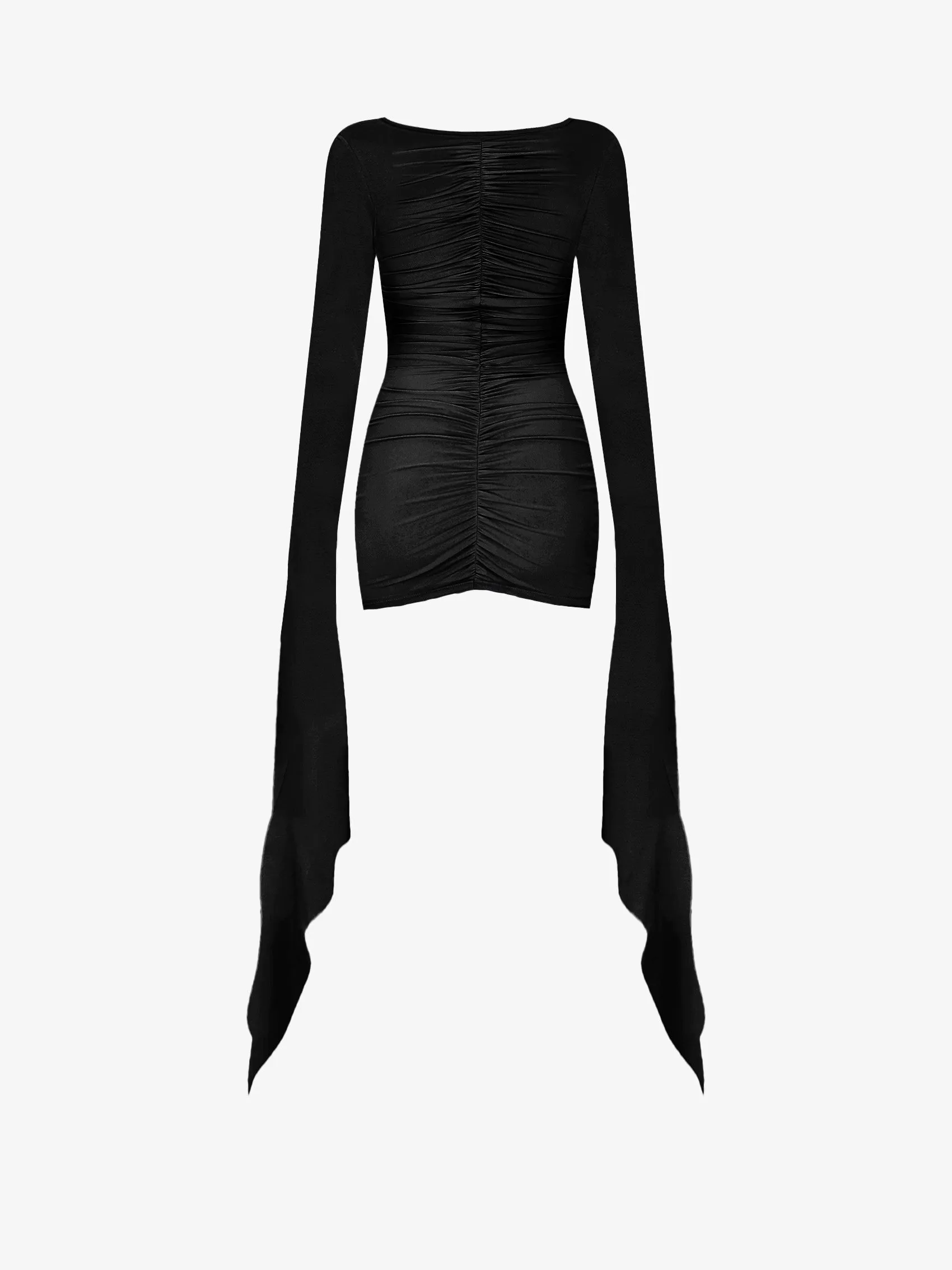 Long Sleeves Draped Mini Dress