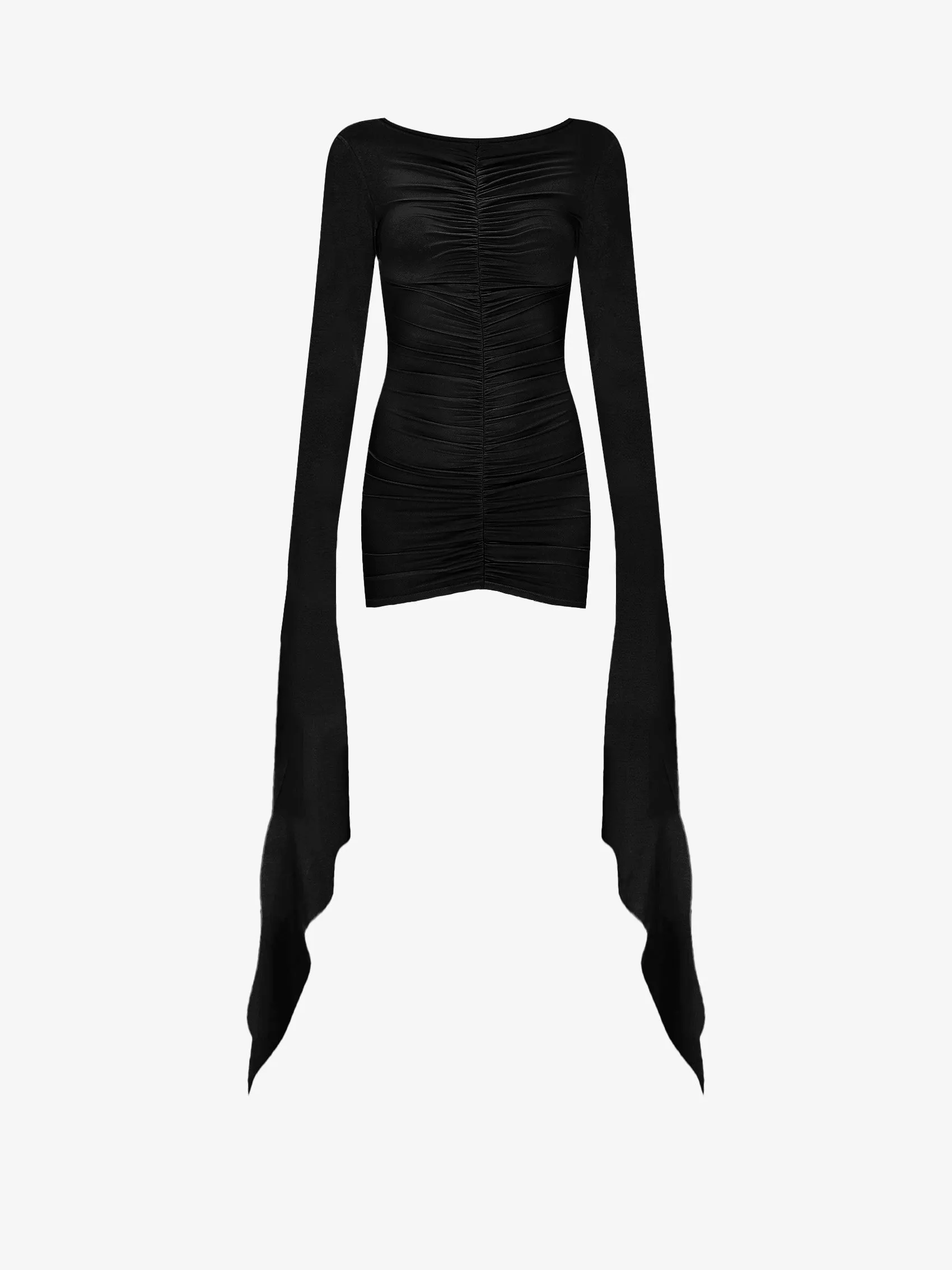 Long Sleeves Draped Mini Dress