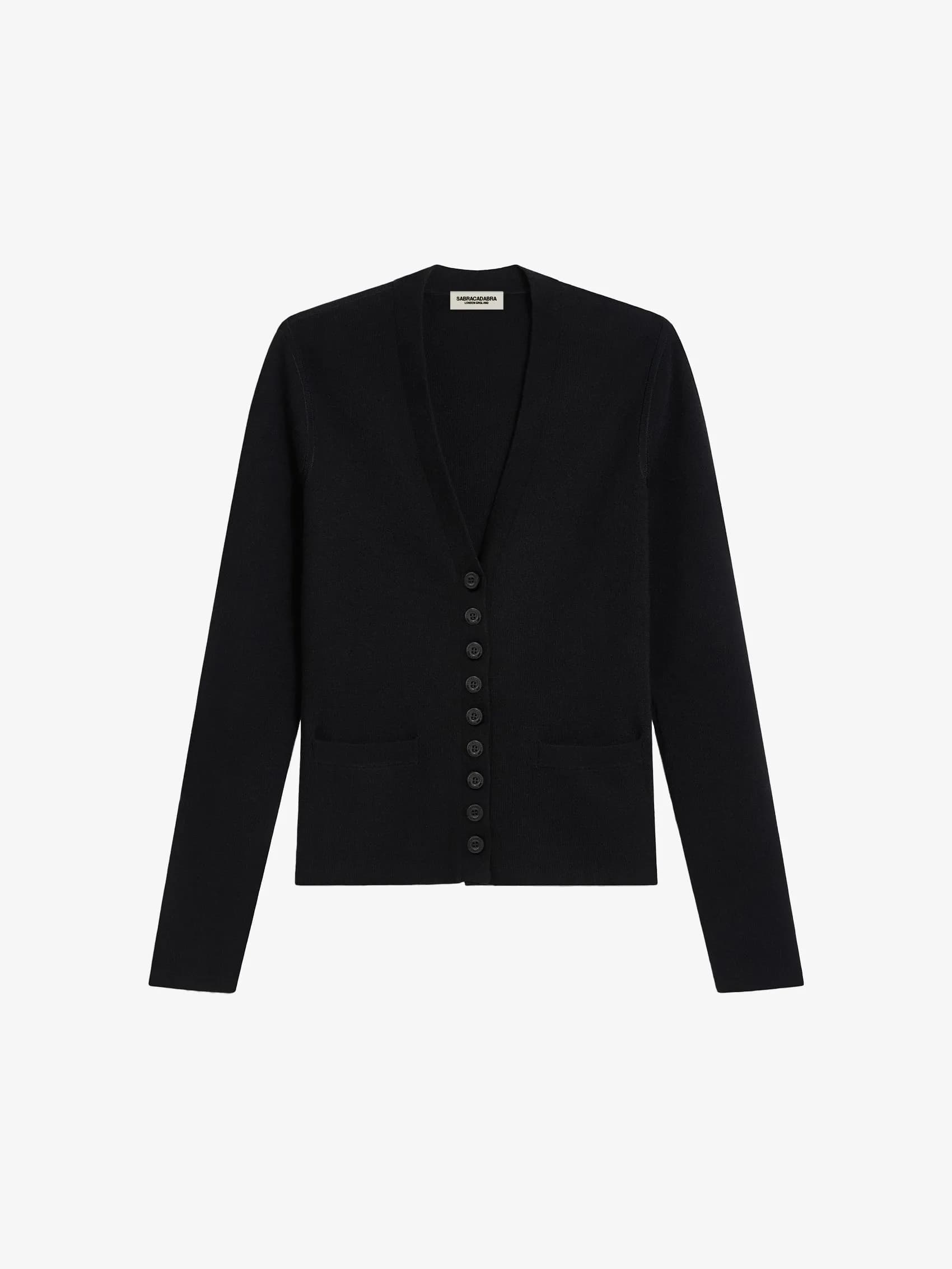 Plunge V-Neck Cardigan In Wool