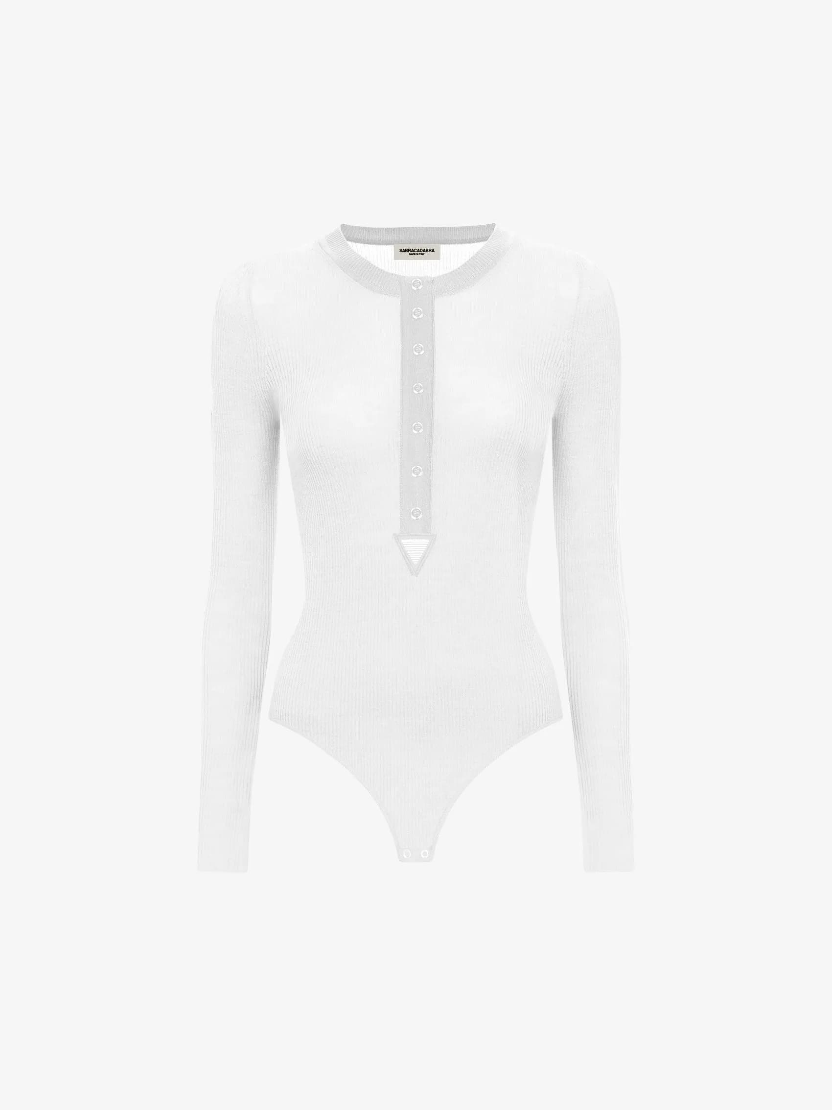 Henley Bodysuit In Stretch Wool