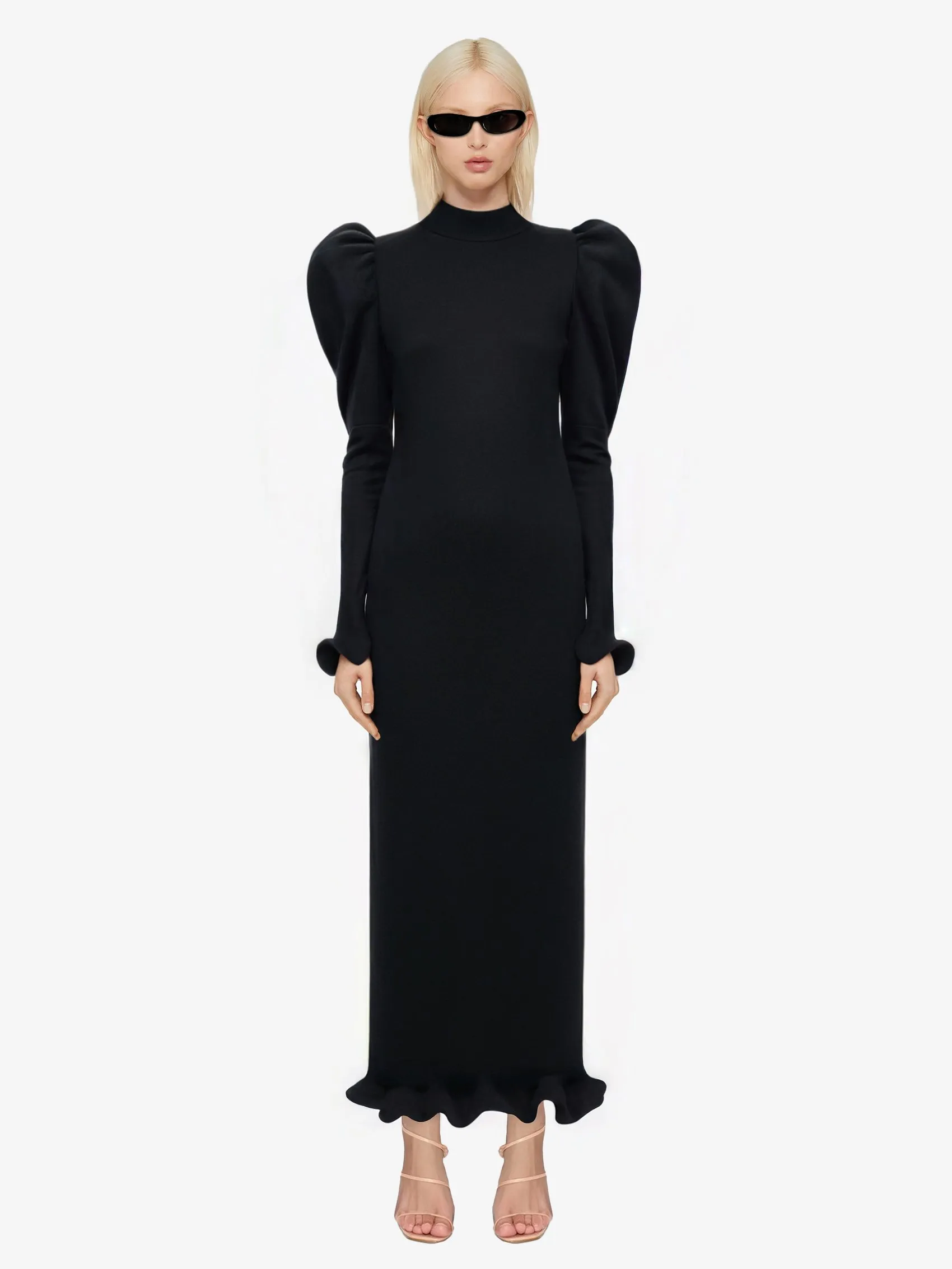 Sculptural Dress in Wool Jersey