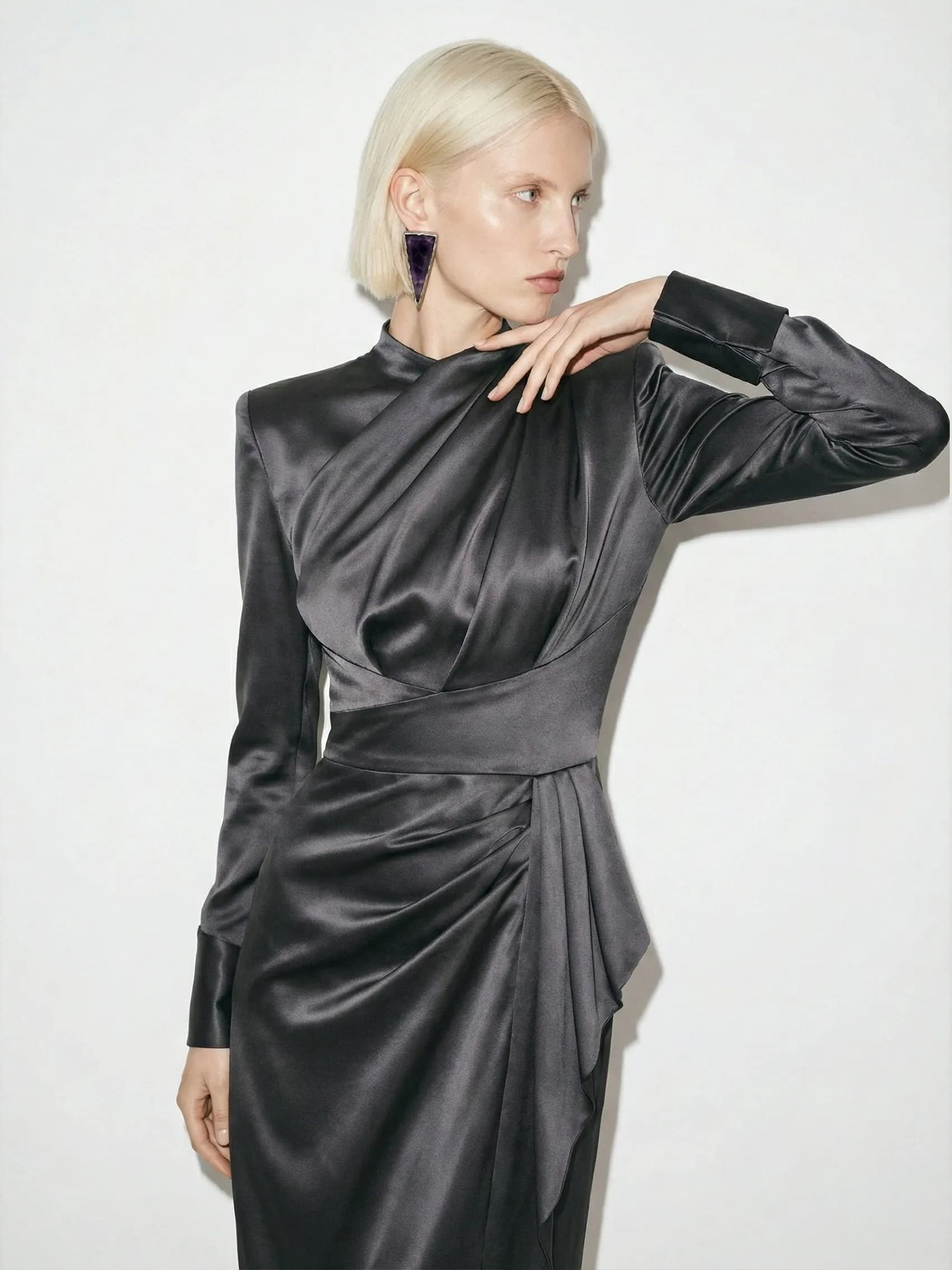Draped Gown in Silk Satin