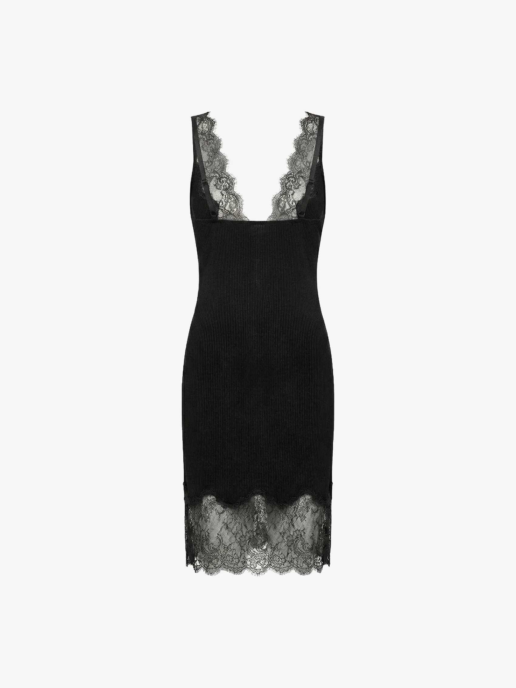 Lace Slip Dress in Silk Jersey