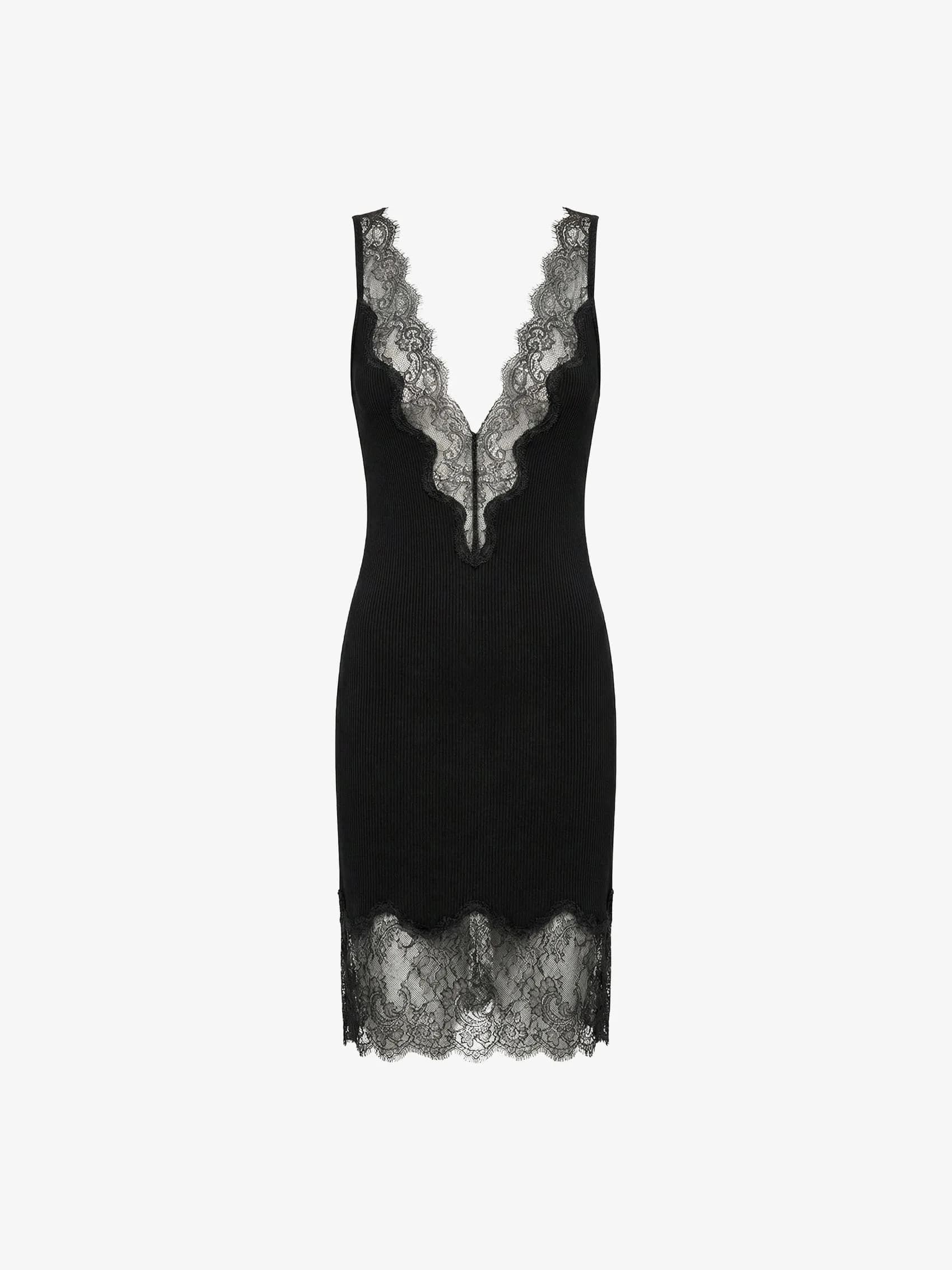 Lace Slip Dress in Silk Jersey