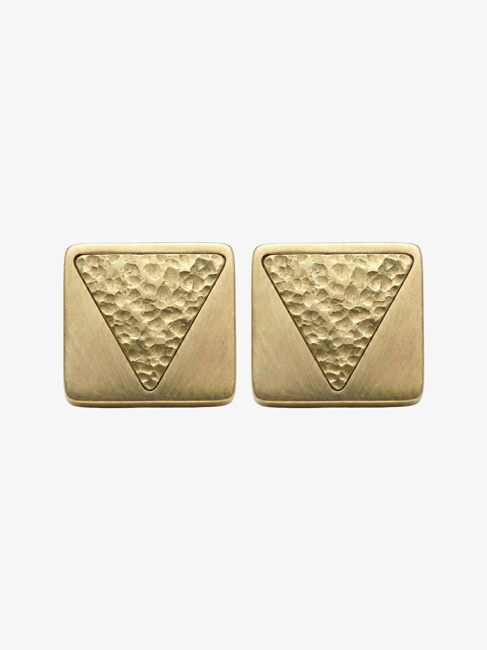 Amulet Earrings In Brushed and Hammered Metal