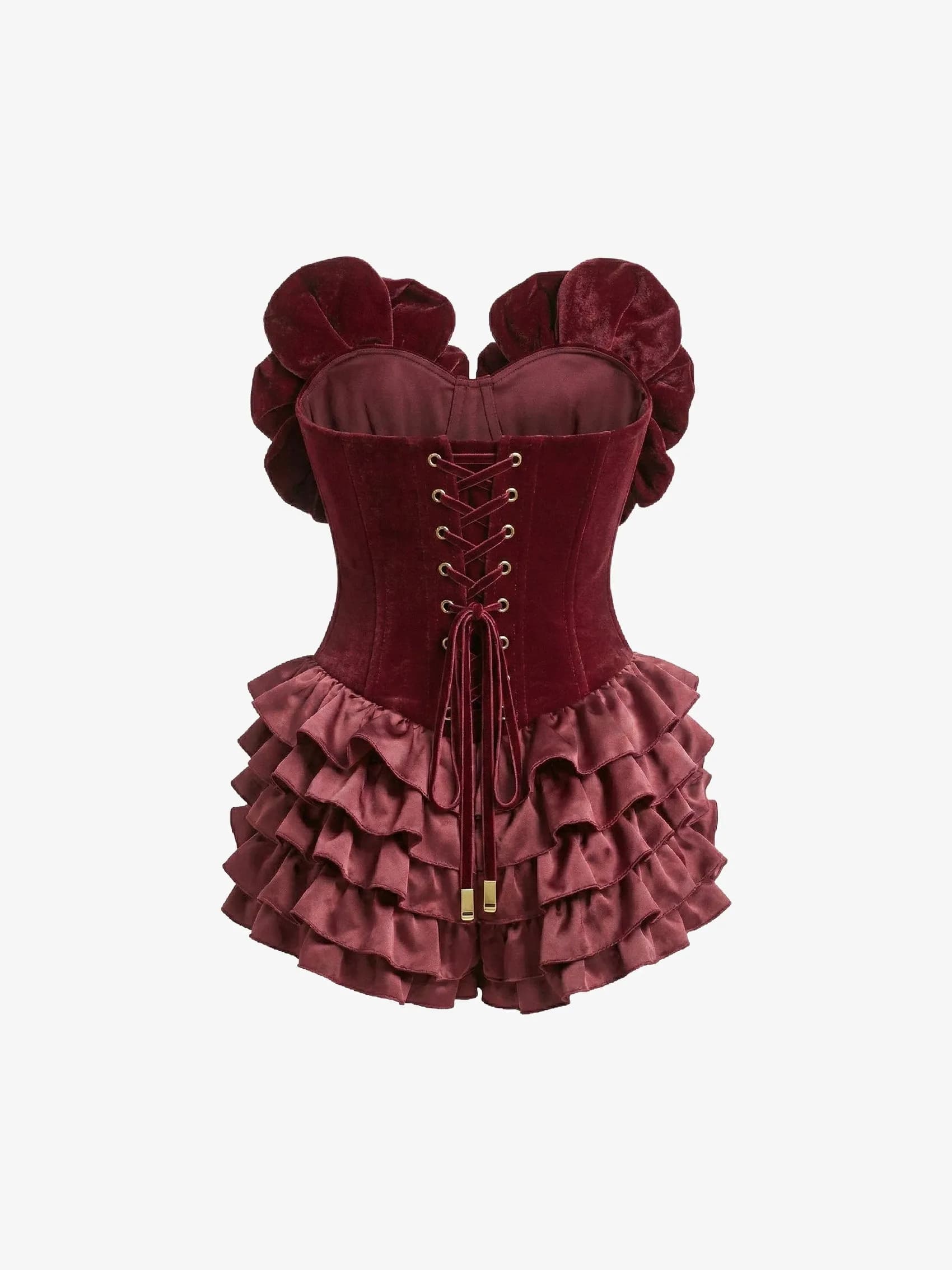 Bustier Romper In Velvet And Silk Satin