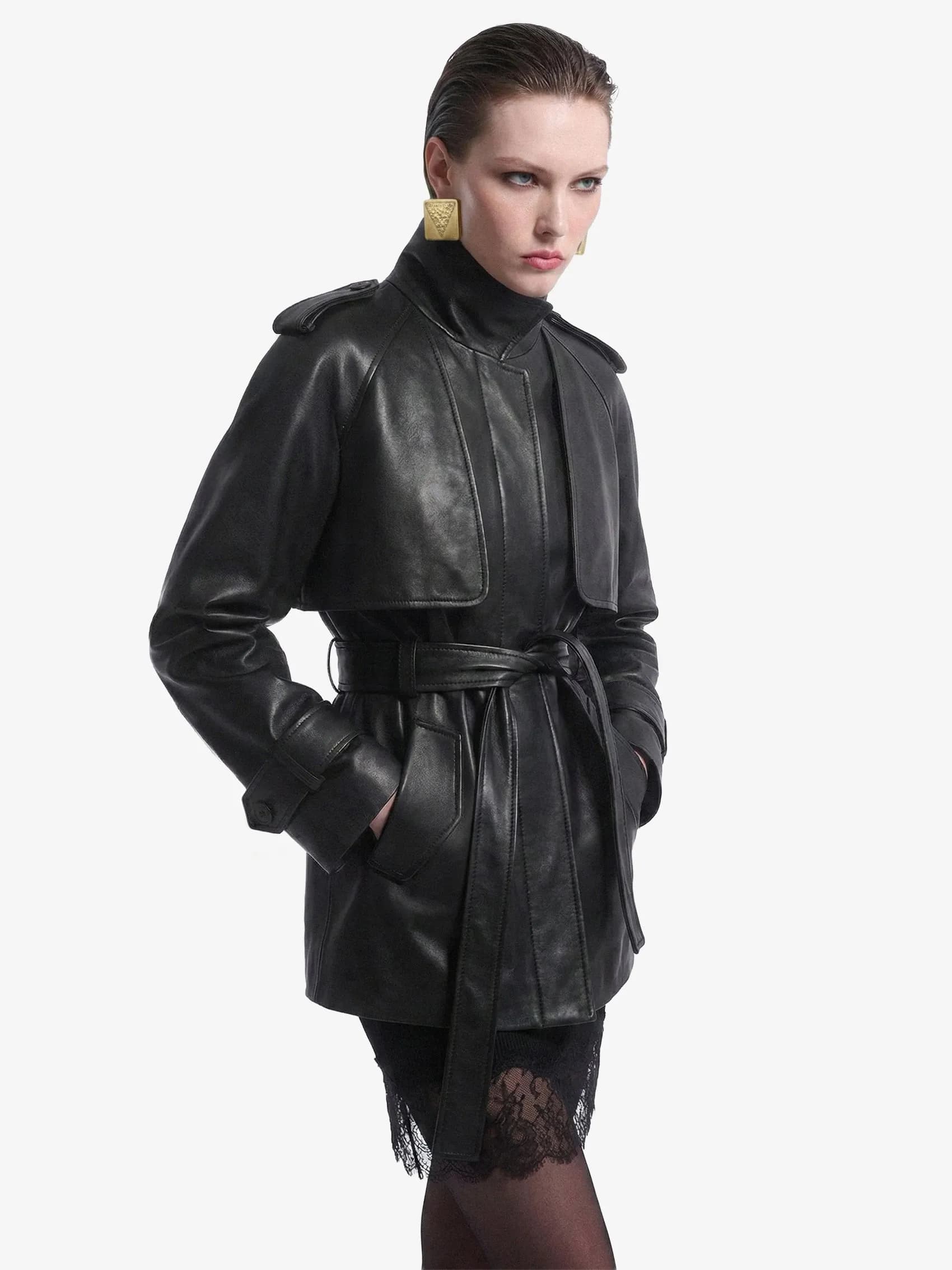 Belted Jacket In Lambskin