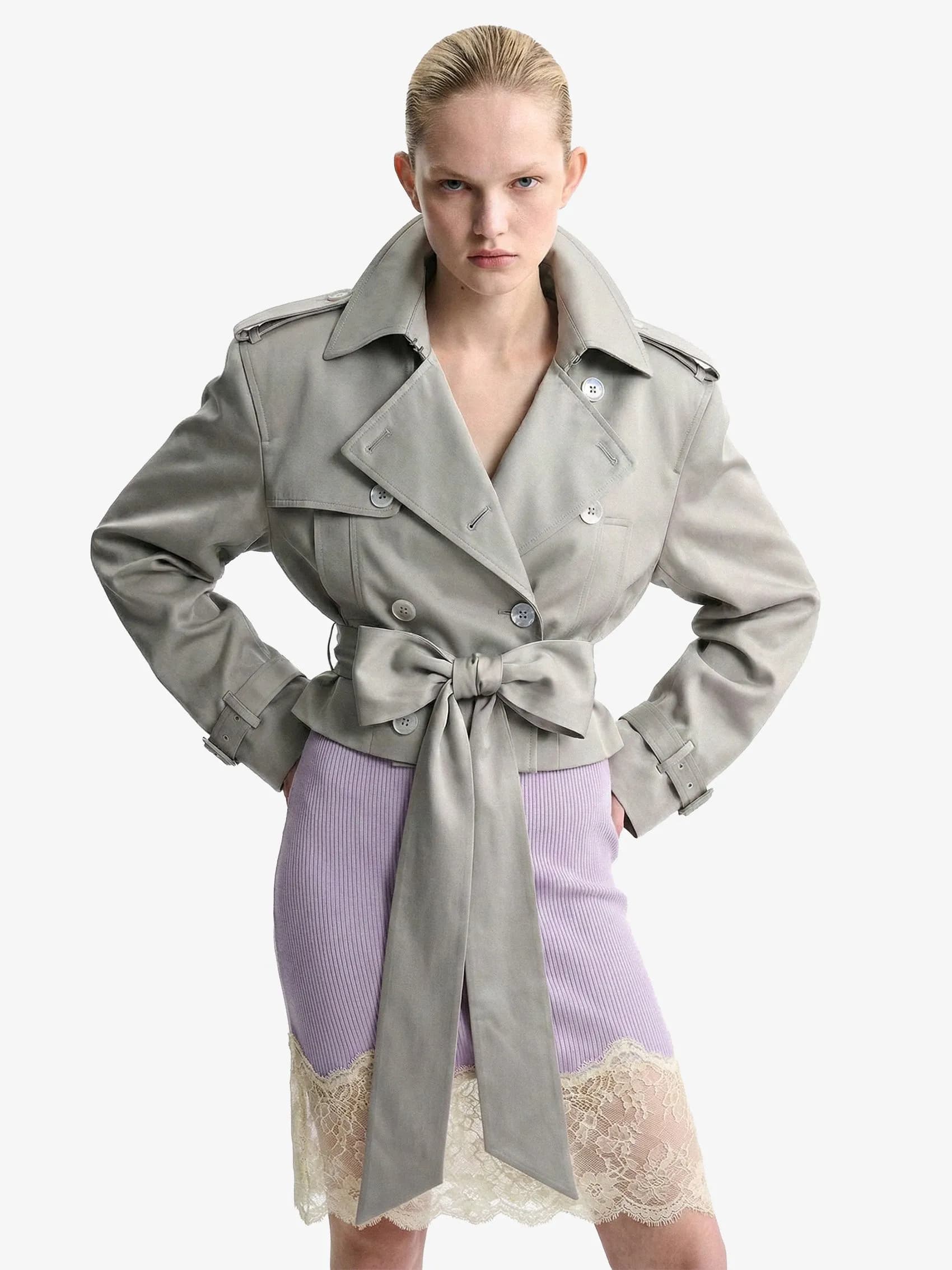 Cropped Trench In Cotton Twill