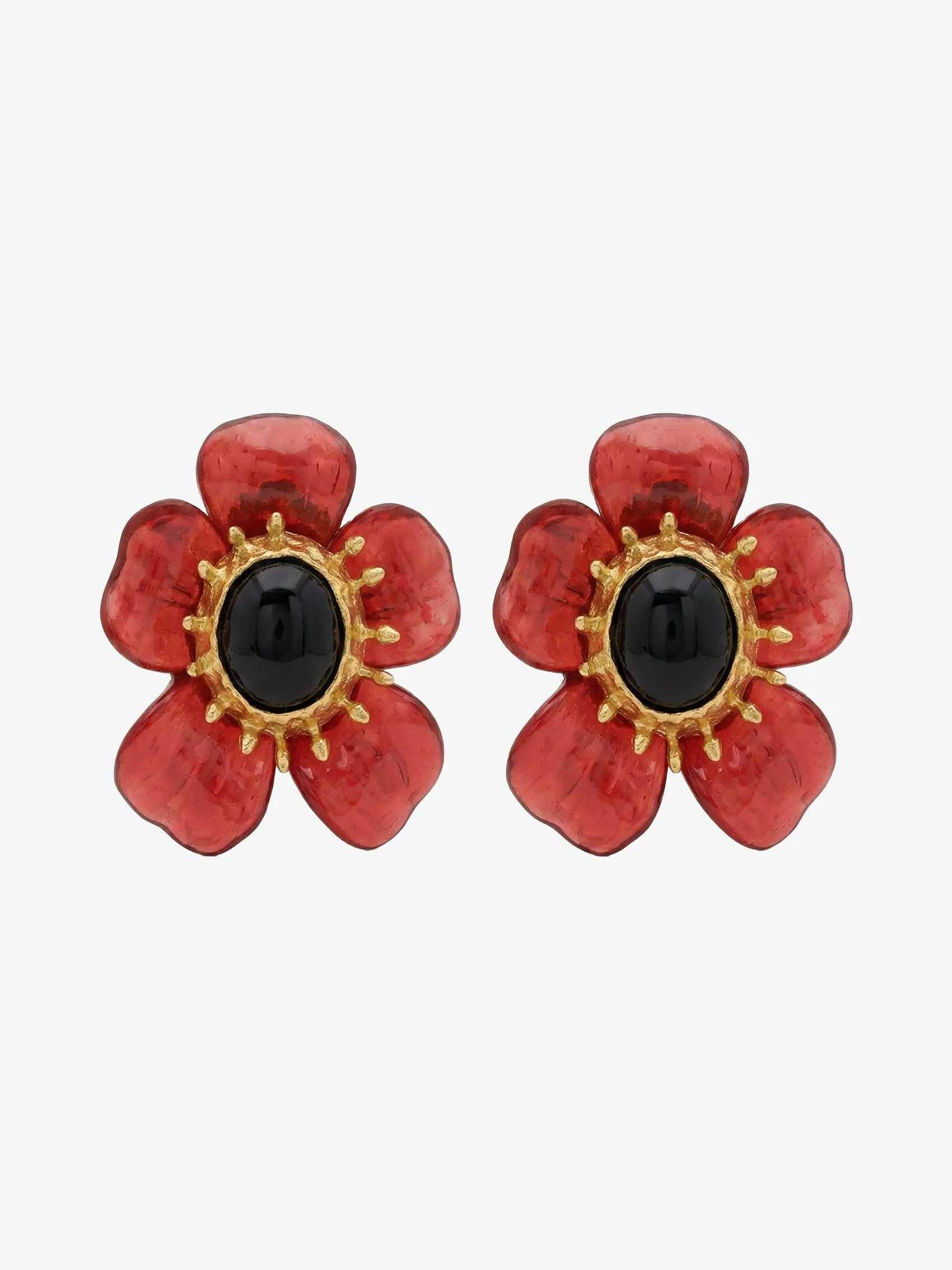 Flower Earrings In Resin And Metal