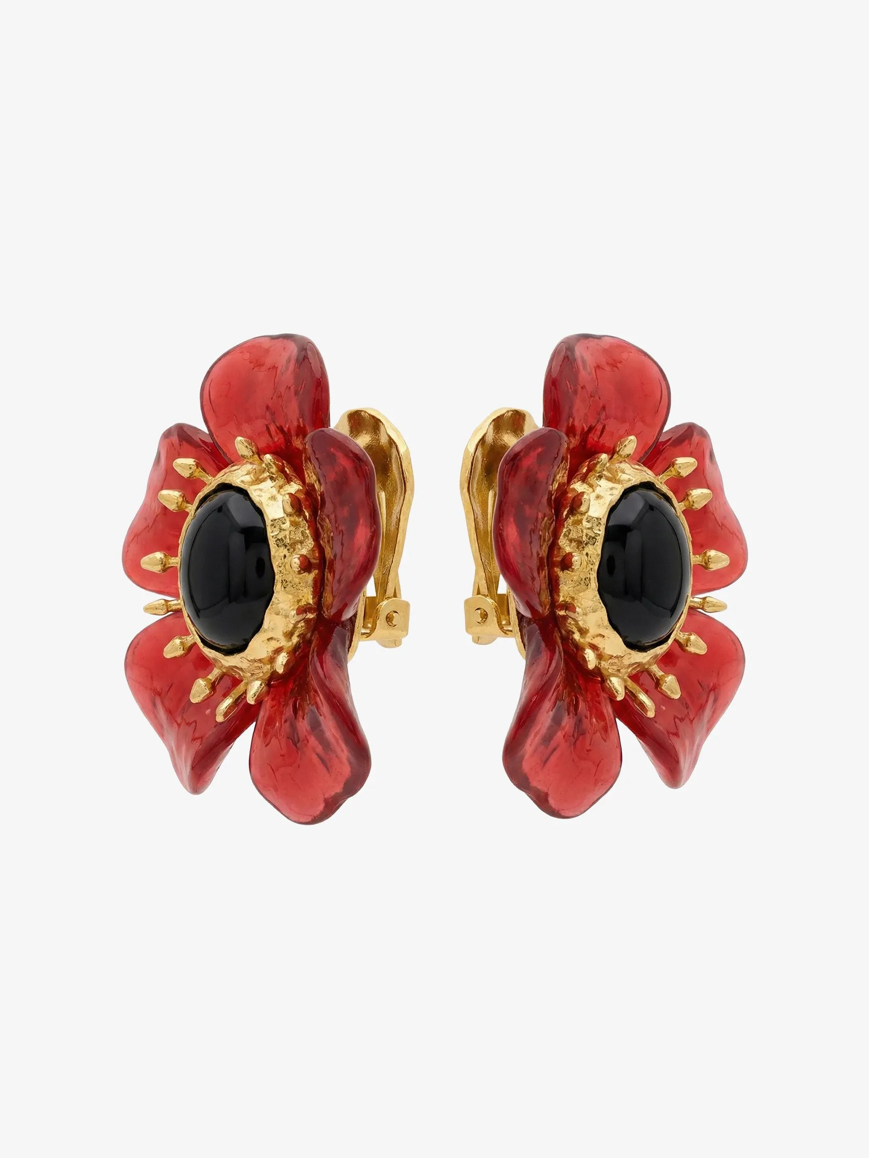Flower Earrings In Resin And Metal