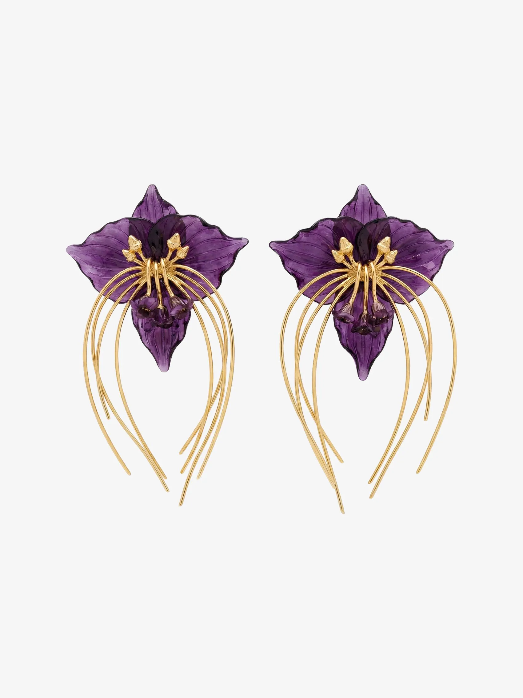 Flower Earrings In Resin And Metal