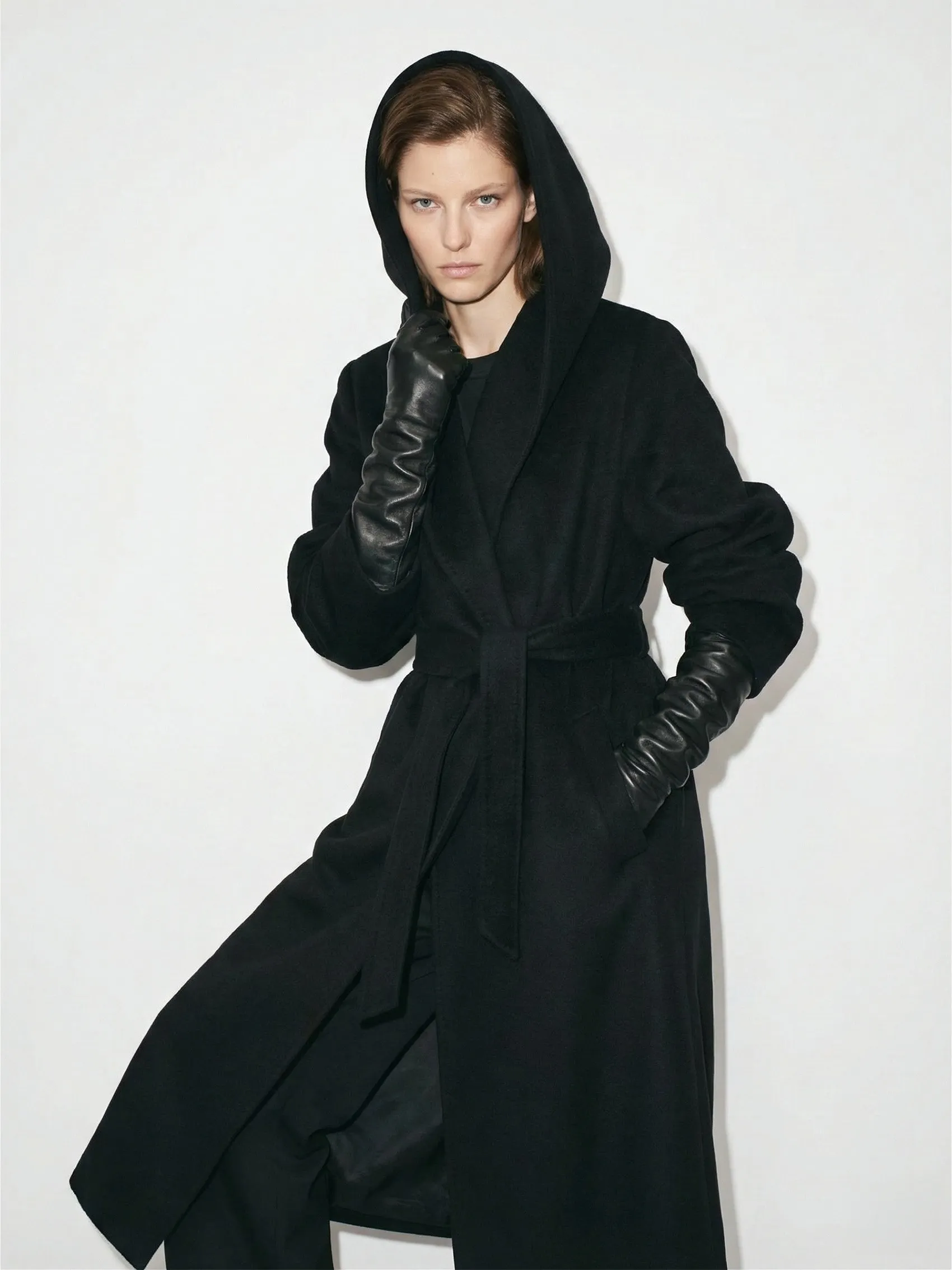 Hooded Long Coat in Cashmere
