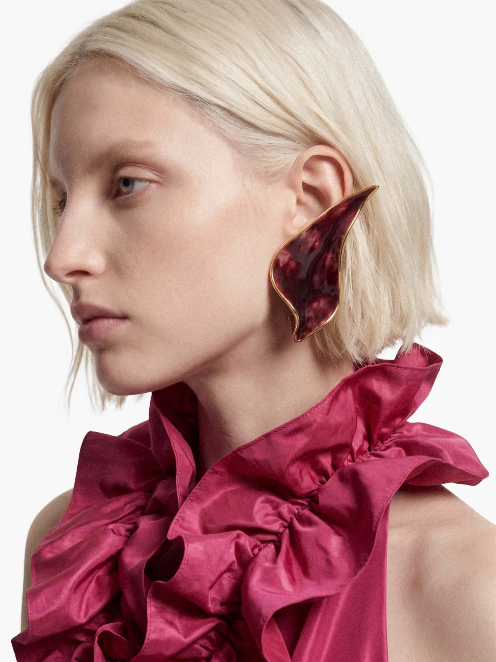 Dracunculus Flower Earrings In Metal And Enamel