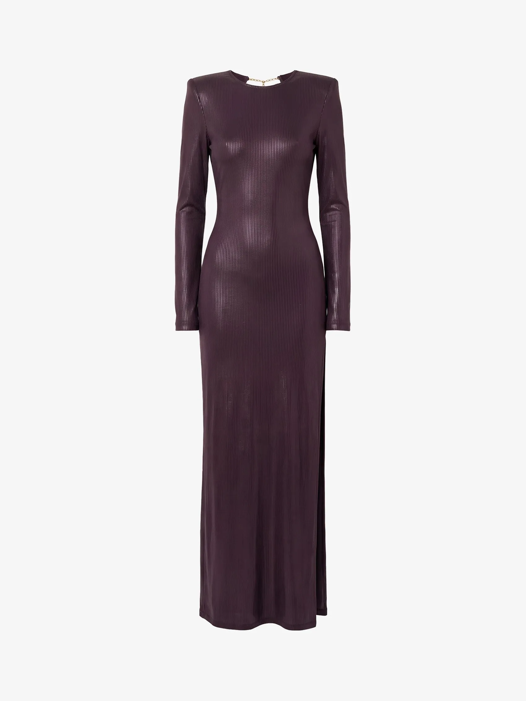 Open-Back Dress in Silicone-Coated Ribbed Silk Jersey