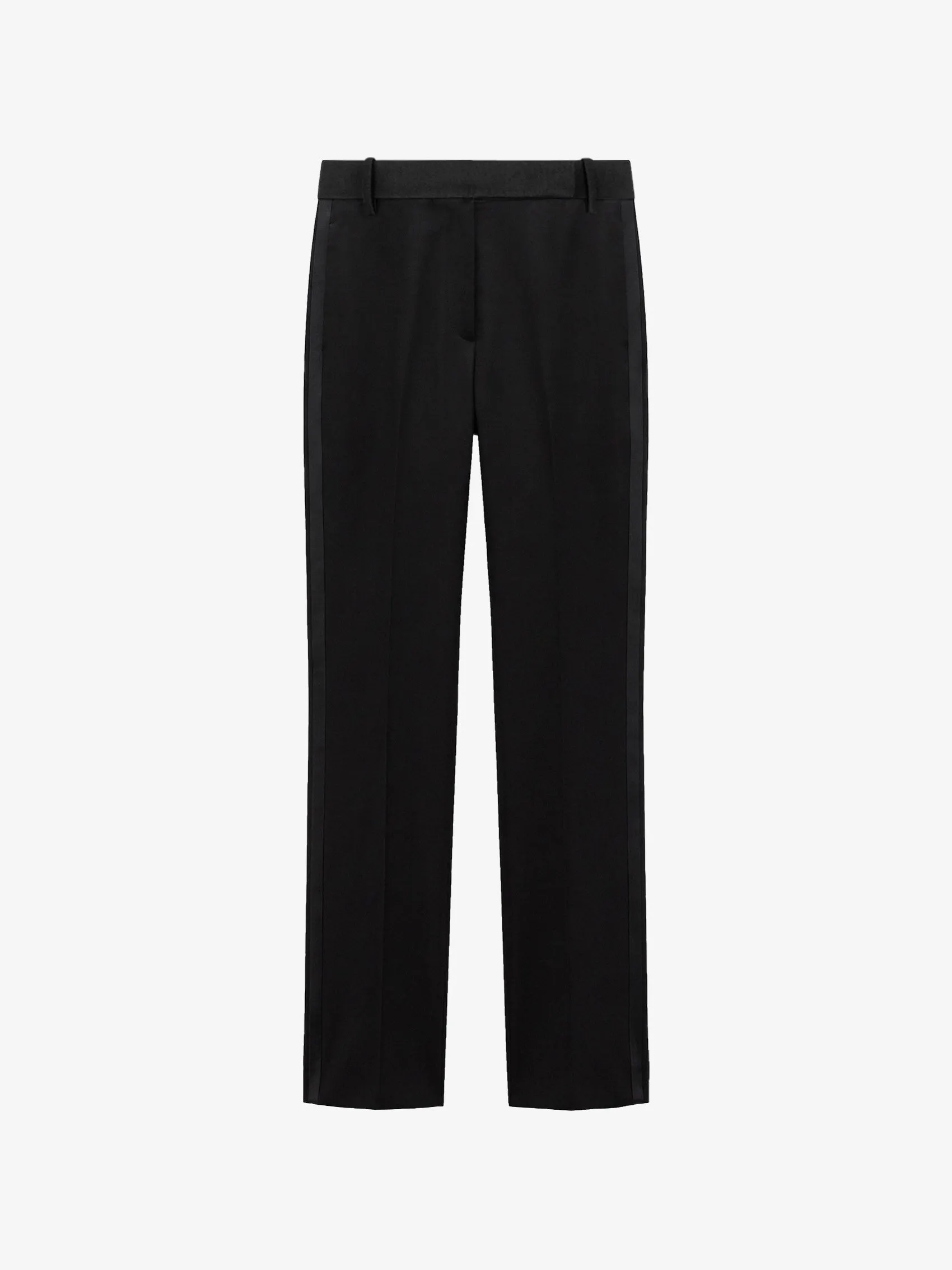 High-Waisted Tuxedo Pants in Grain de Poudre